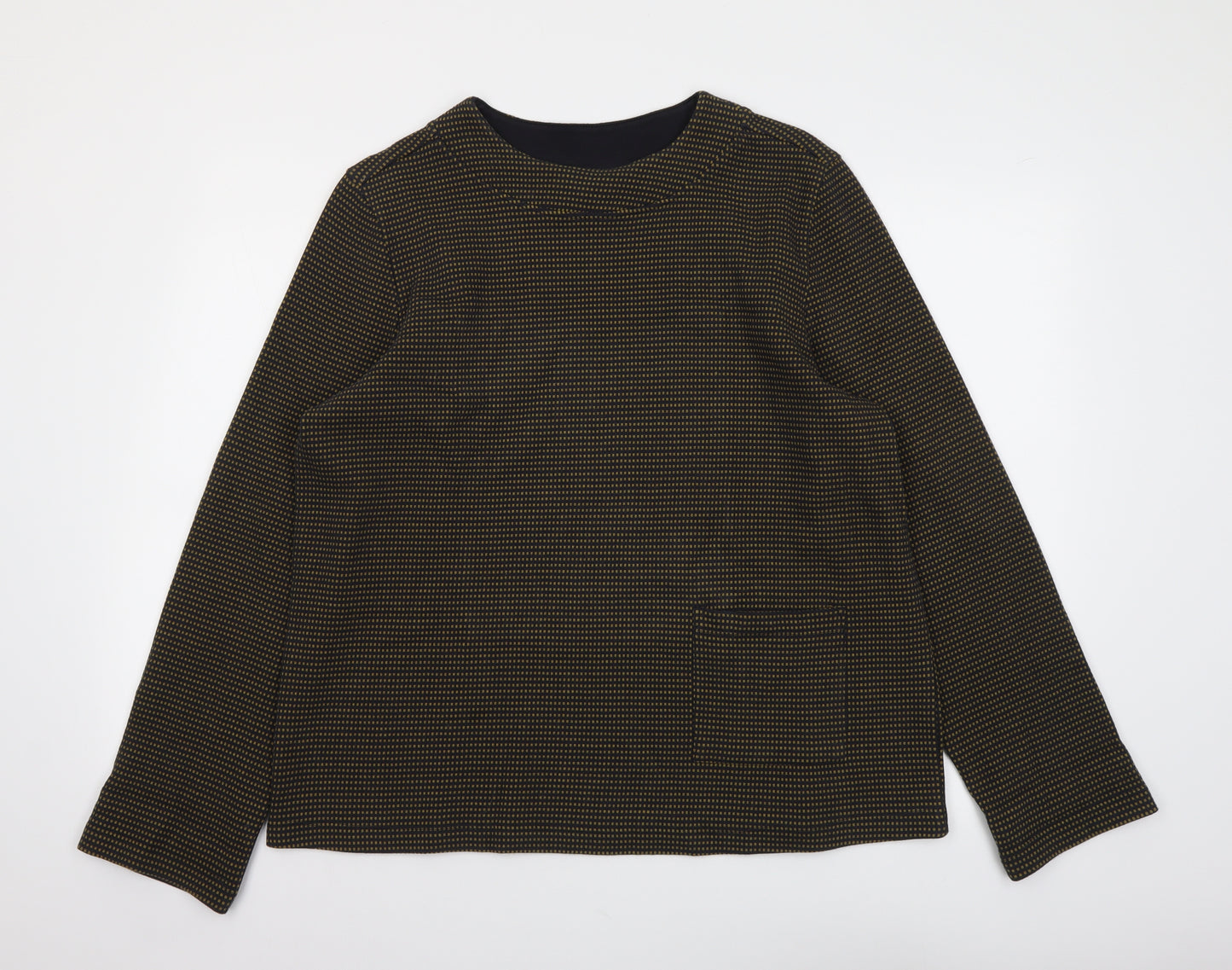 Seasalt Womens Brown Geometric Cotton Basic Blouse Size 16 Round Neck