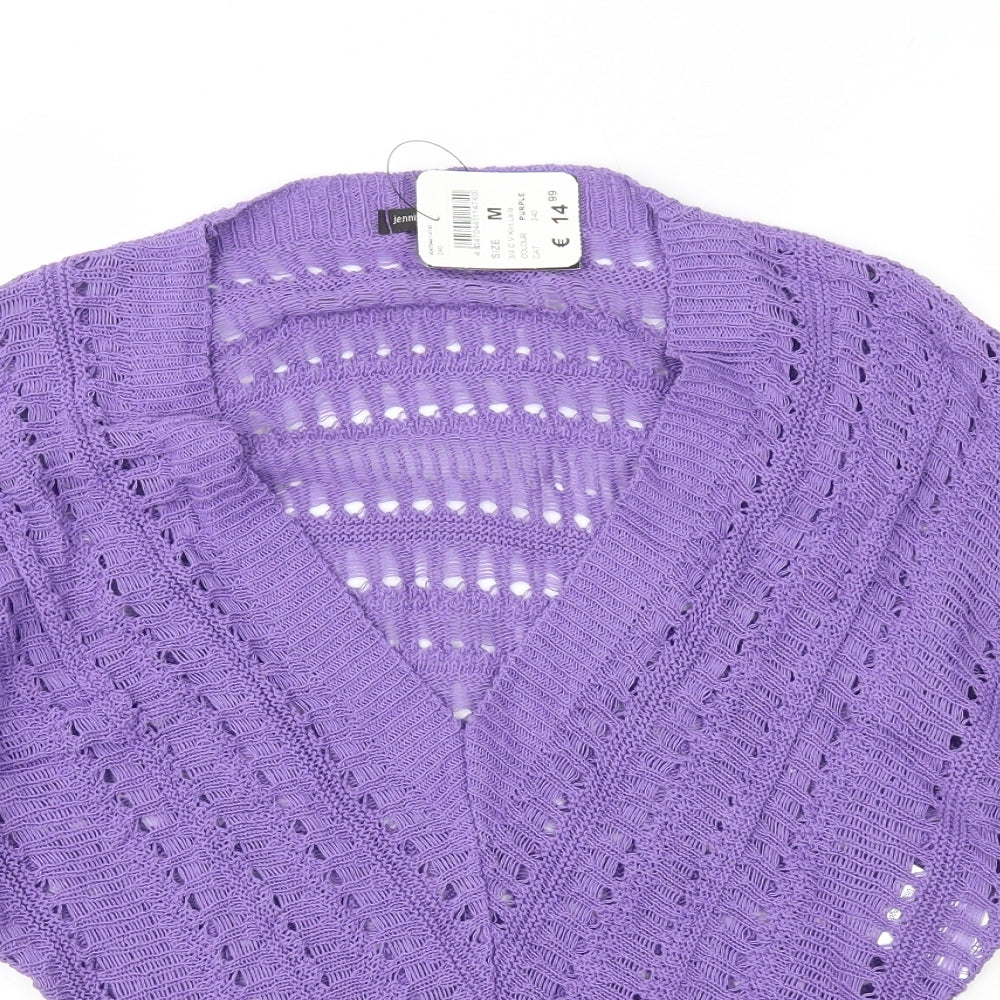 Jennifer Taylor Womens Purple Cotton Basic T-Shirt Size M V-Neck