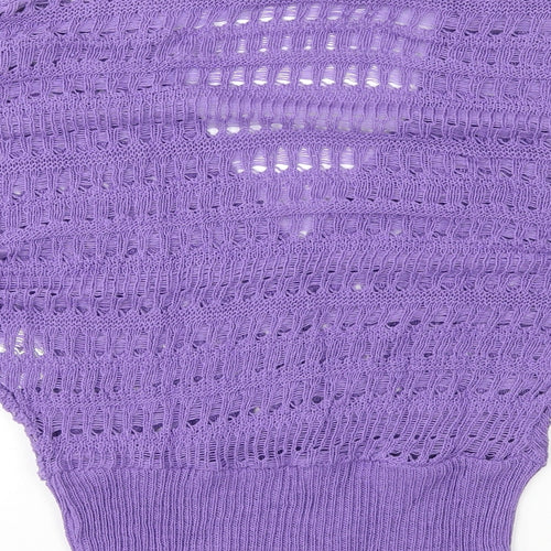 Jennifer Taylor Womens Purple Cotton Basic T-Shirt Size M V-Neck