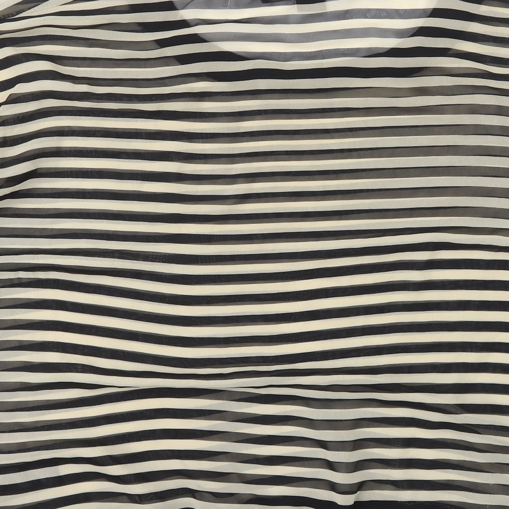 FOREVER 21 Womens Beige Striped Polyester Basic T-Shirt Size L Round Neck