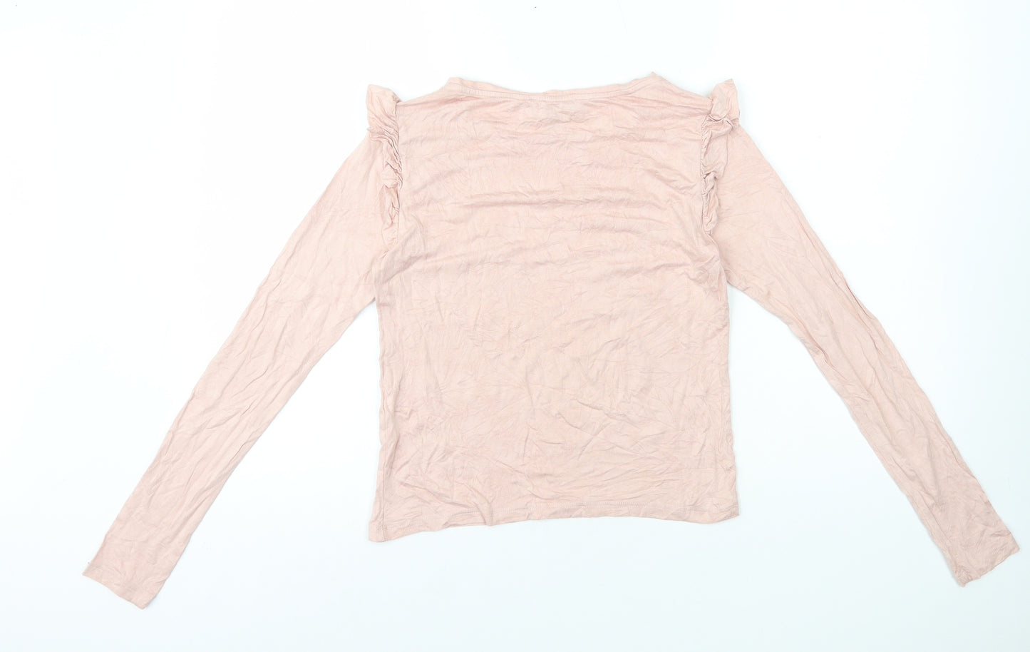 Atmosphere Womens Pink Viscose Basic T-Shirt Size 8 Round Neck - Shoulder Frill