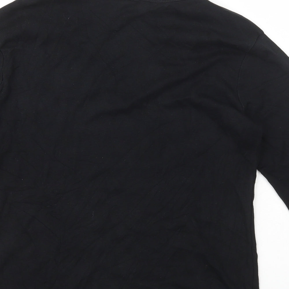 Marks and Spencer Womens Black 100% Cotton Basic T-Shirt Size 12 V-Neck