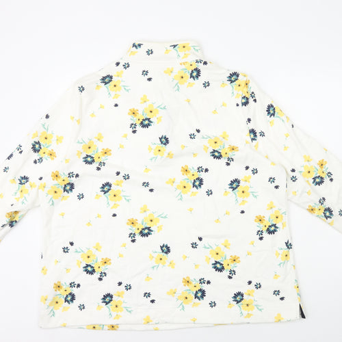 Love Leisure Womens White High Neck Floral Cotton Pullover Jumper Size 22
