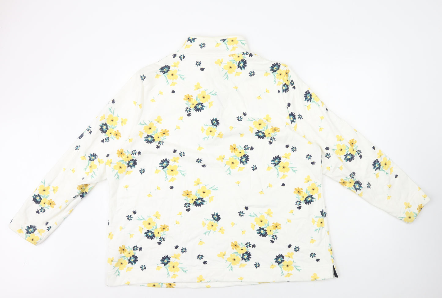 Love Leisure Womens White High Neck Floral Cotton Pullover Jumper Size 22