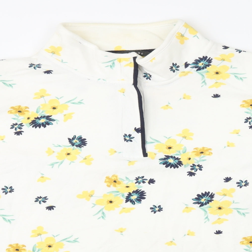Love Leisure Womens White High Neck Floral Cotton Pullover Jumper Size 22