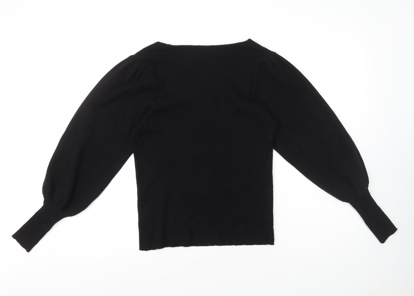 F&F Womens Black Scoop Neck Viscose Pullover Jumper Size 16 - Ribbed