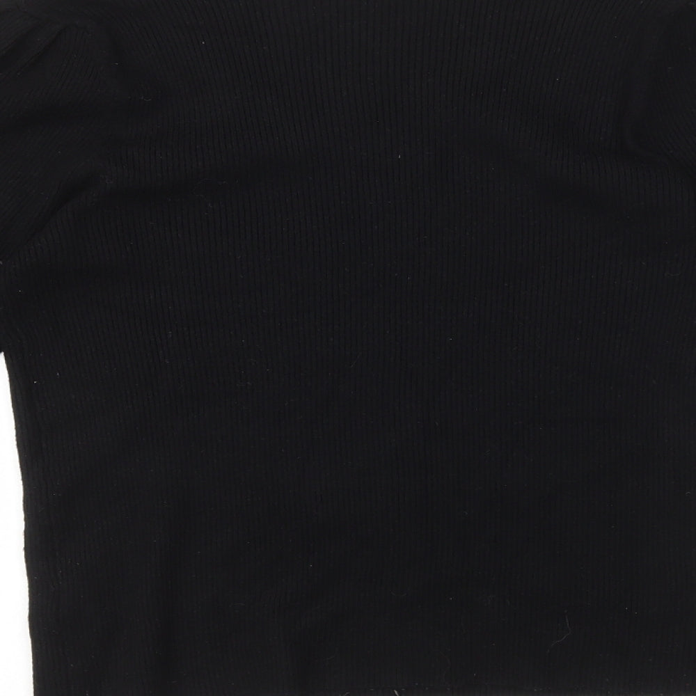 F&F Womens Black Scoop Neck Viscose Pullover Jumper Size 16 - Ribbed