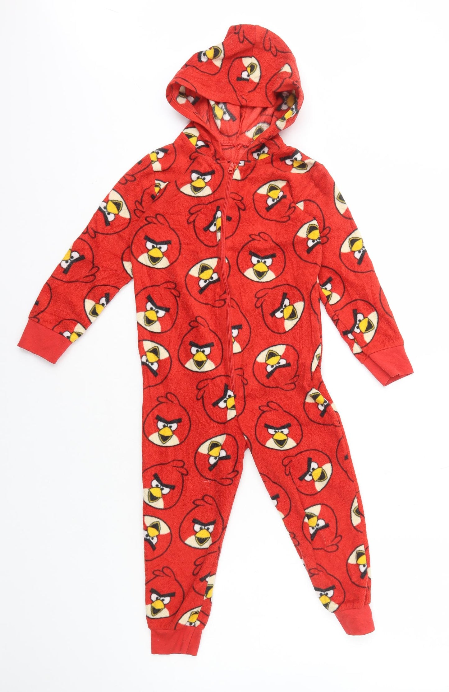 Nutmeg Boys Red Geometric Polyester One Piece Size 4-5 Years Zip - Angry Birds