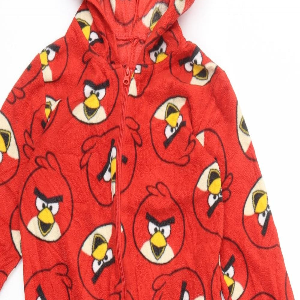 Nutmeg Boys Red Geometric Polyester One Piece Size 4-5 Years Zip - Angry Birds