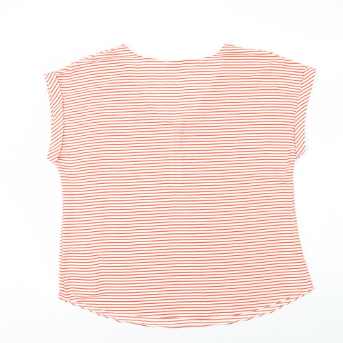 Papaya Womens Red Striped Polyester Basic T-Shirt Size 18 V-Neck - Zip Detail