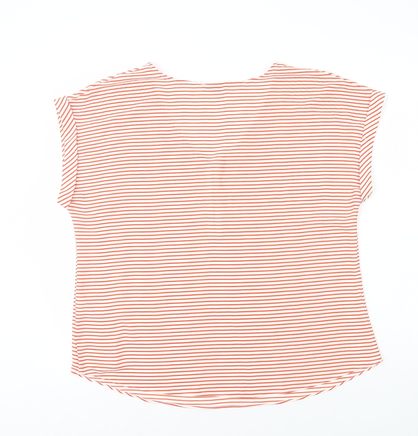 Papaya Womens Red Striped Polyester Basic T-Shirt Size 18 V-Neck - Zip Detail