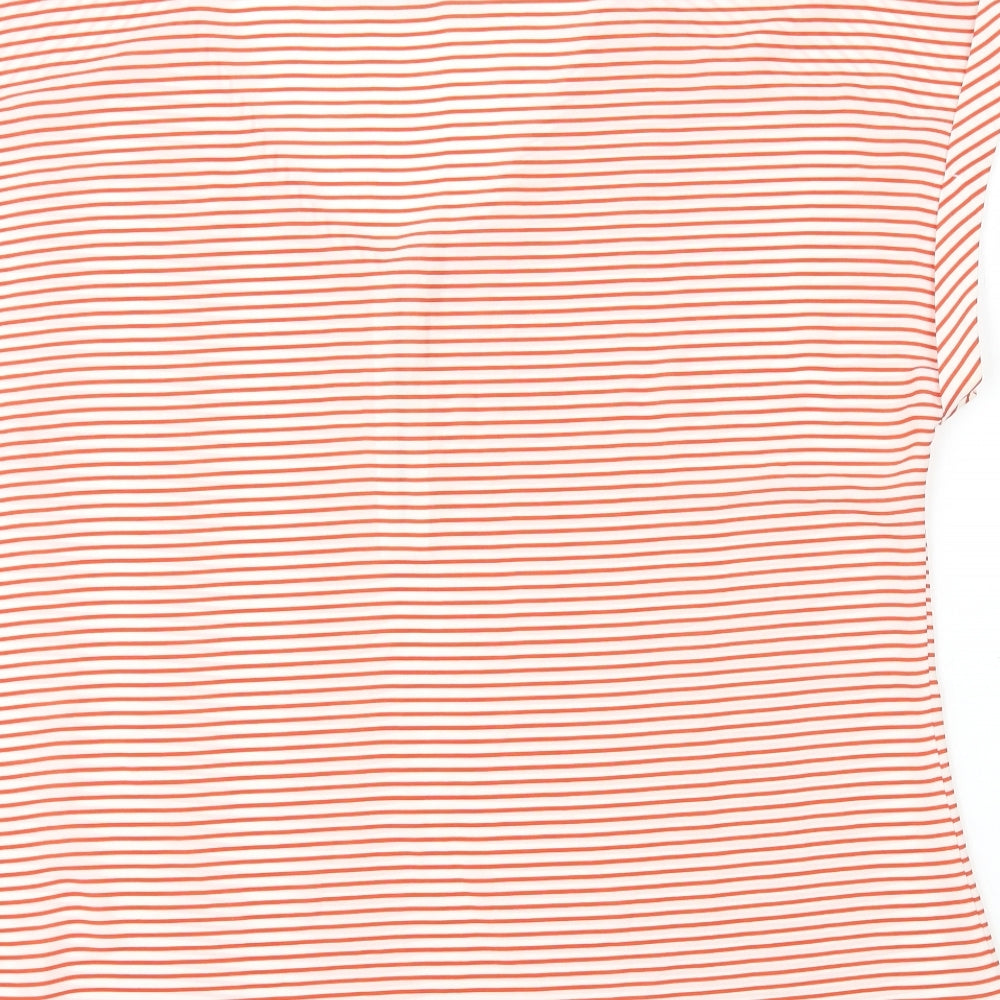 Papaya Womens Red Striped Polyester Basic T-Shirt Size 18 V-Neck - Zip Detail