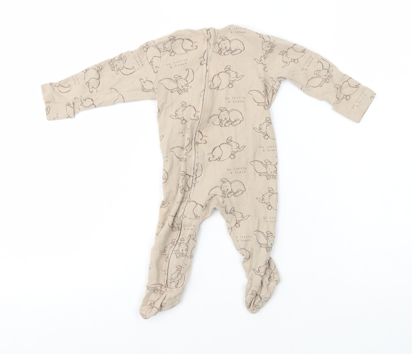 George Baby Brown Geometric 100% Cotton Babygrow One-Piece Size 3-6 Months Zip - Dumbo