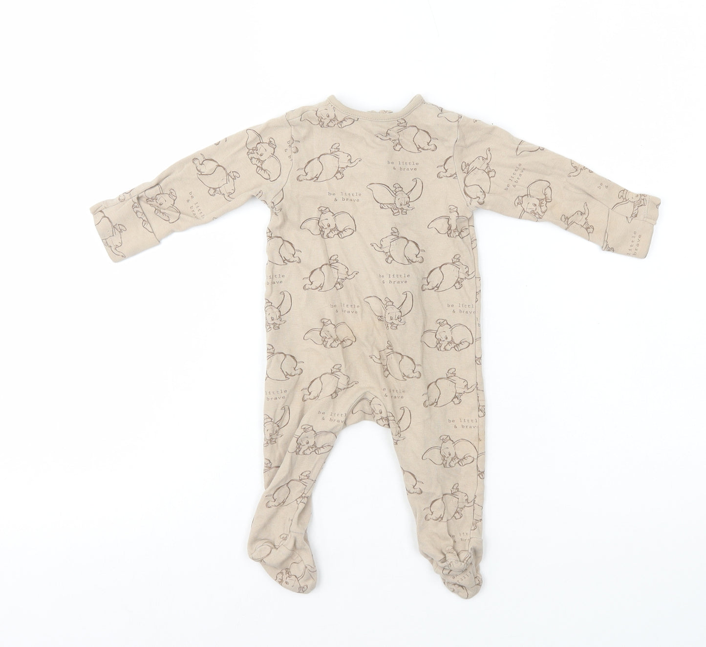 George Baby Brown Geometric 100% Cotton Babygrow One-Piece Size 3-6 Months Zip - Dumbo