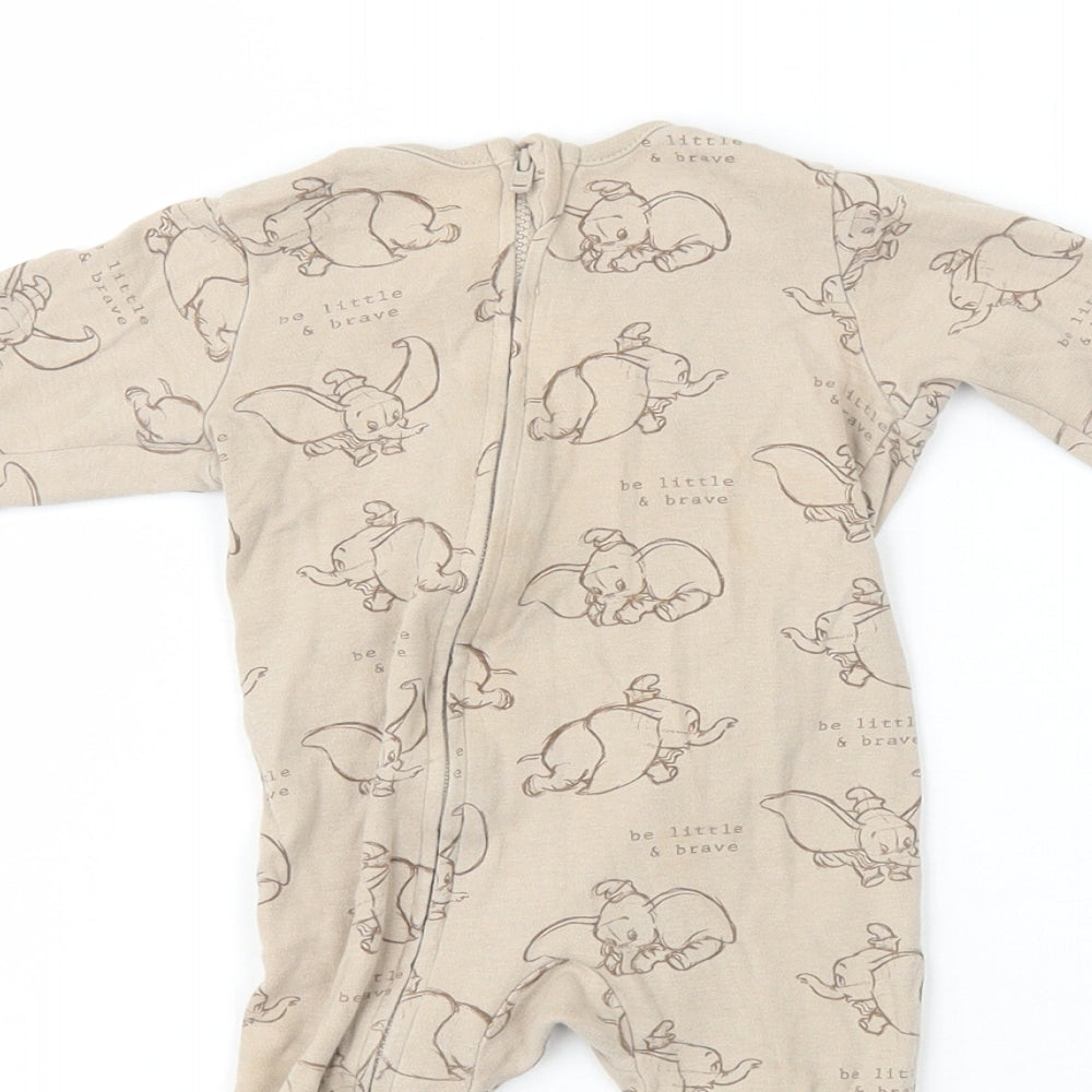 George Baby Brown Geometric 100% Cotton Babygrow One-Piece Size 3-6 Months Zip - Dumbo