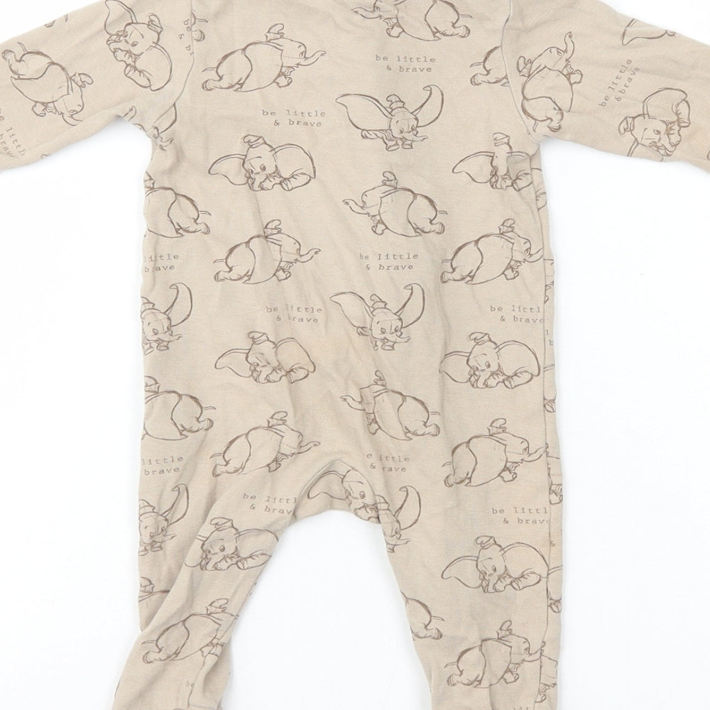 George Baby Brown Geometric 100% Cotton Babygrow One-Piece Size 3-6 Months Zip - Dumbo