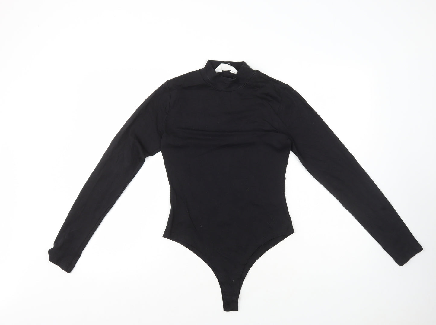 Primark Womens Black Cotton Bodysuit One-Piece Size S Snap