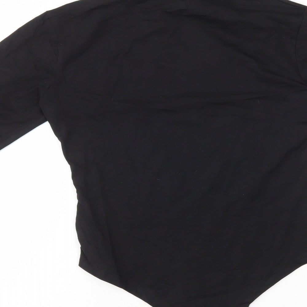 Primark Womens Black Cotton Bodysuit One-Piece Size S Snap