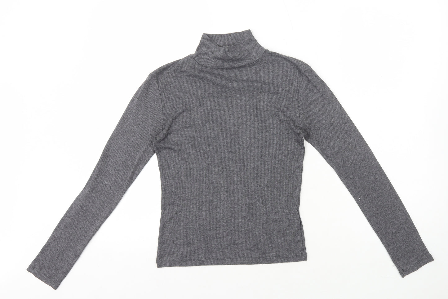 Cooperative Womens Grey Polyester Basic T-Shirt Size S High Neck