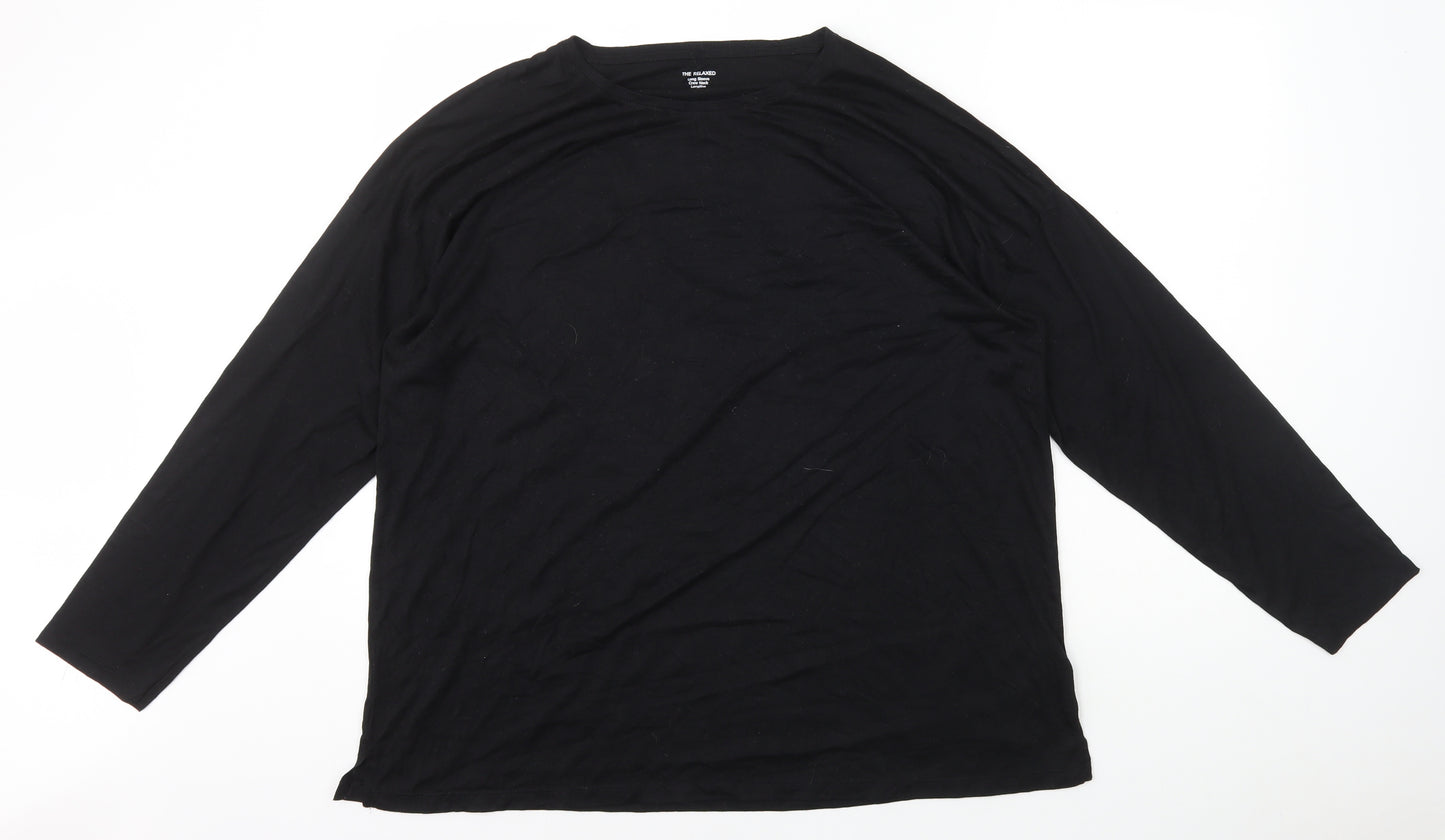 Marks and Spencer Womens Black Polyester Basic T-Shirt Size 20 Round Neck