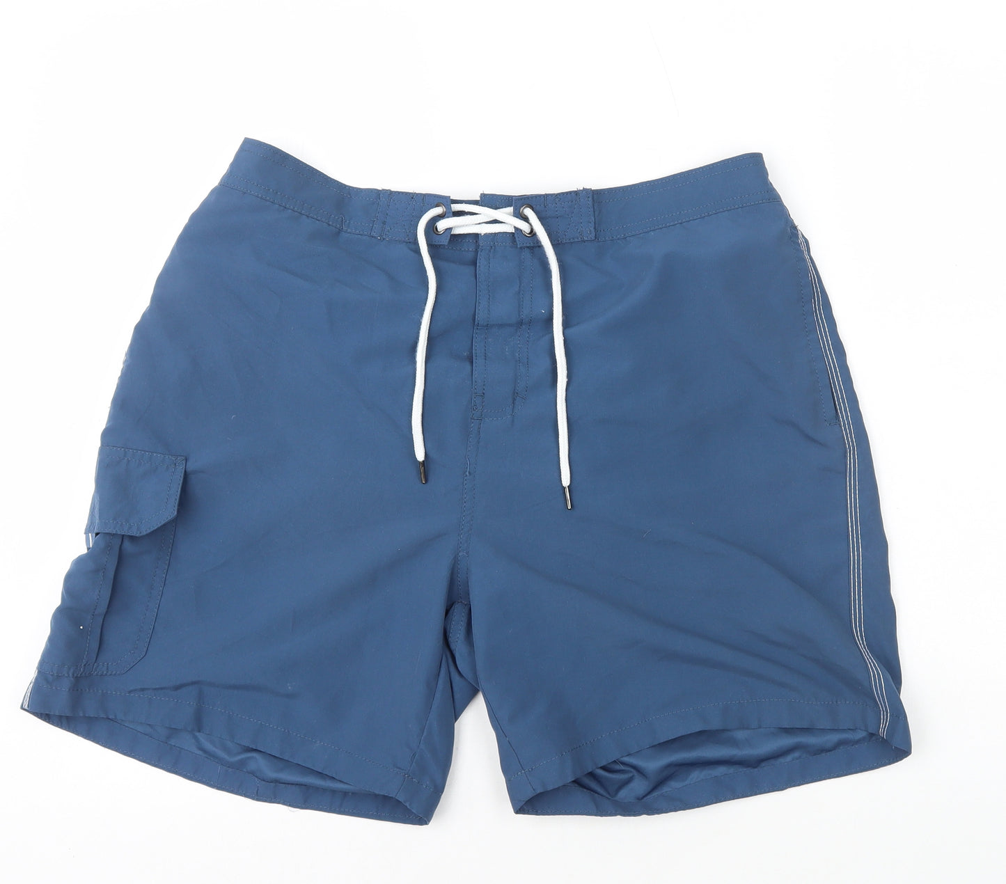 TU Mens Blue Polyester Athletic Shorts Size 36 in L6 in Regular Hook & Loop - Swimming Shorts
