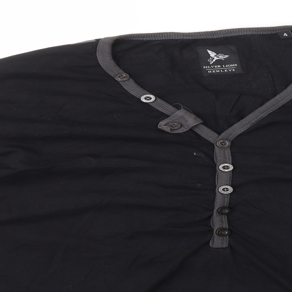 Henleys Womens Black 100% Cotton Basic T-Shirt Size 14 V-Neck