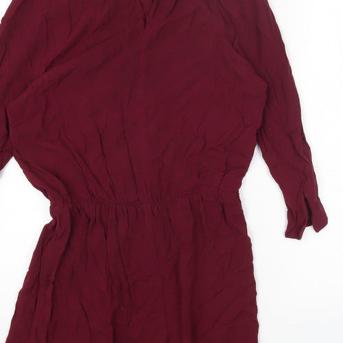 H&M Womens Red Viscose Fit & Flare Size 10 Round Neck Button