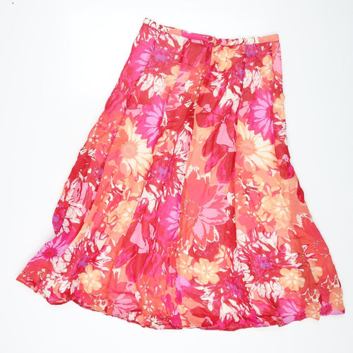 Marks and Spencer Womens Multicoloured Floral Viscose Maxi Skirt Size 14 Zip