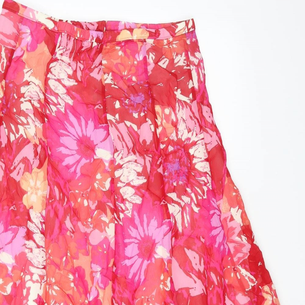 Marks and Spencer Womens Multicoloured Floral Viscose Maxi Skirt Size 14 Zip