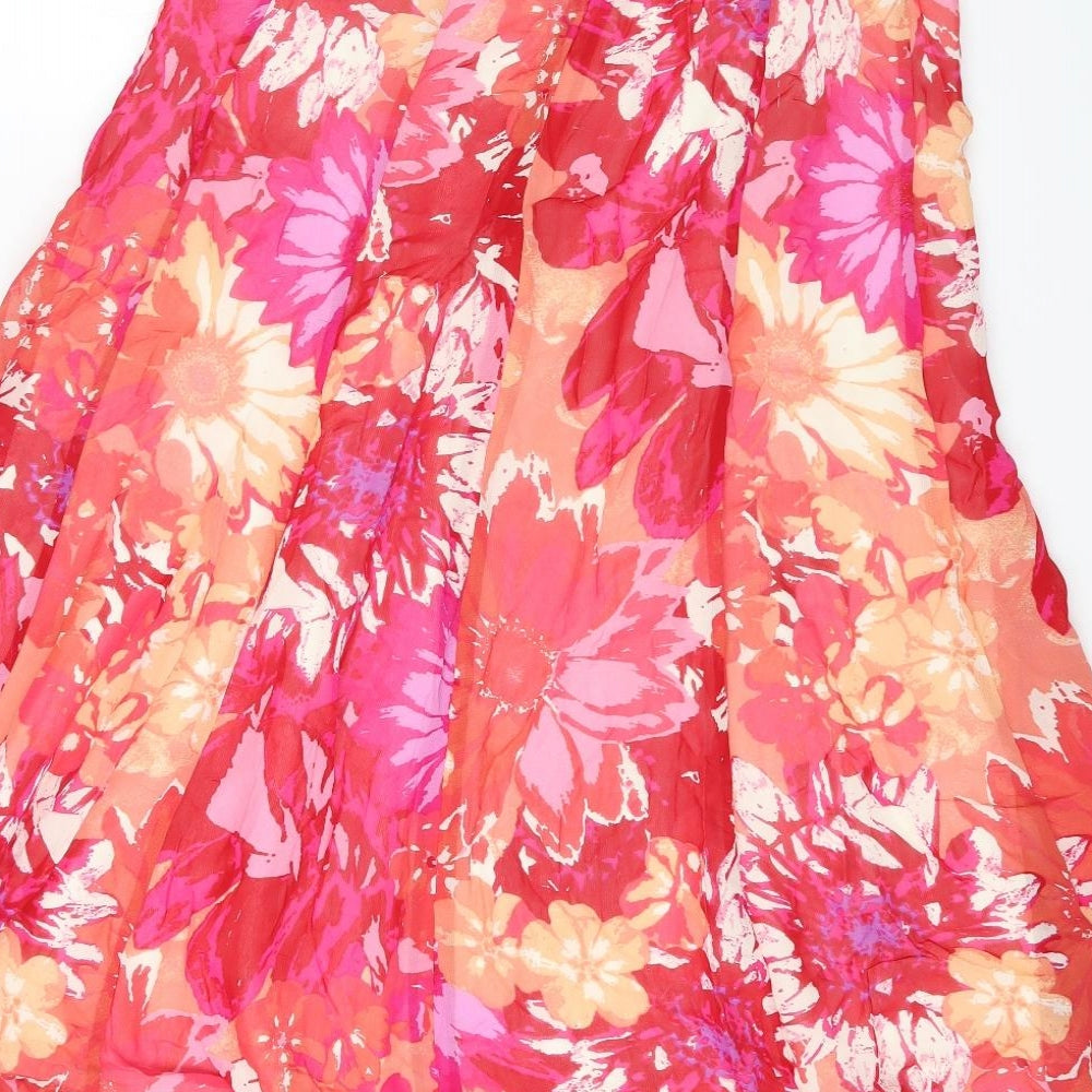 Marks and Spencer Womens Multicoloured Floral Viscose Maxi Skirt Size 14 Zip