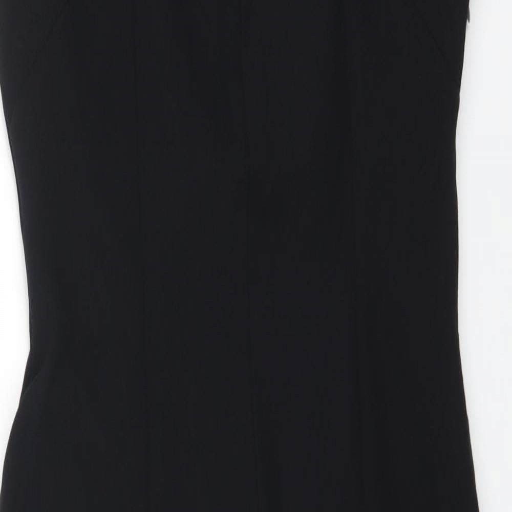 Zara Womens Black Polyester Bodycon Size M Square Neck Hook & Eye