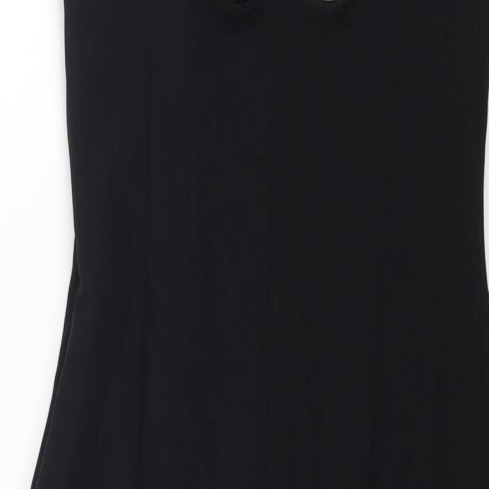 Zara Womens Black Polyester Bodycon Size M Square Neck Hook & Eye