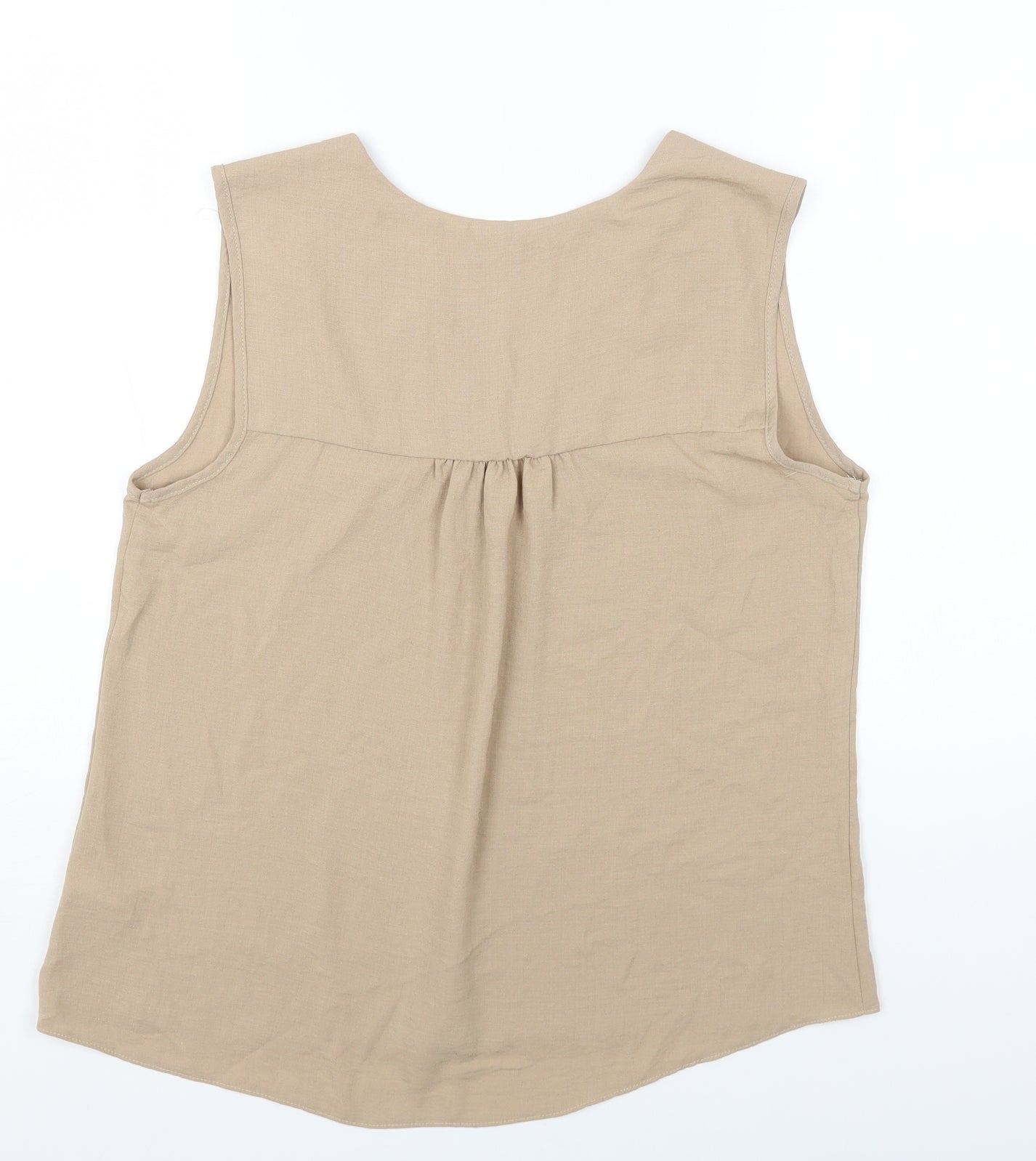 TU Womens Beige Polyester Basic Tank Size 12 V-Neck
