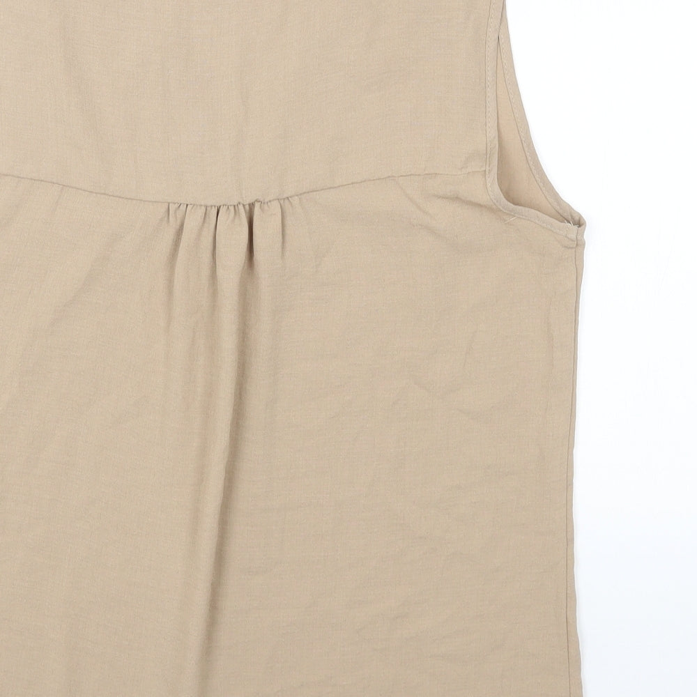 TU Womens Beige Polyester Basic Tank Size 12 V-Neck