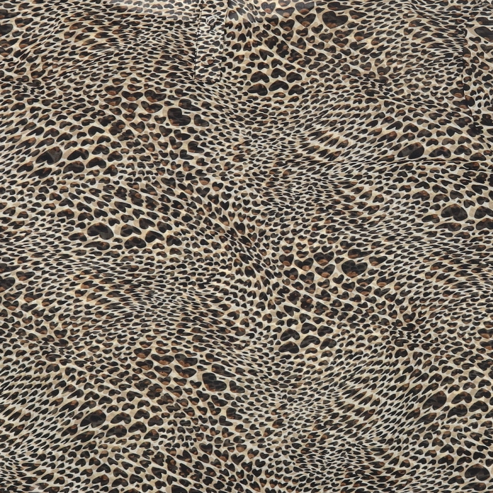 New Look Womens Brown Animal Print Polyester Basic Blouse Size 20 Round Neck