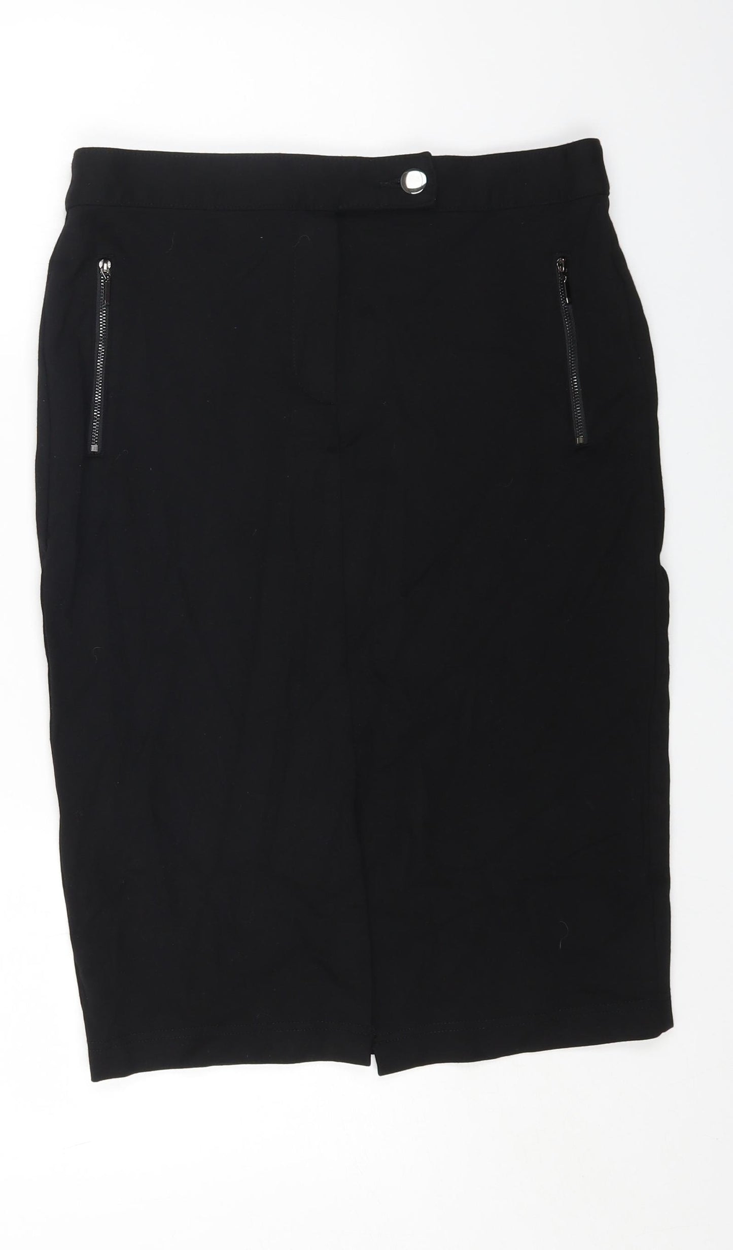 George Womens Black Viscose A-Line Skirt Size 12 Zip