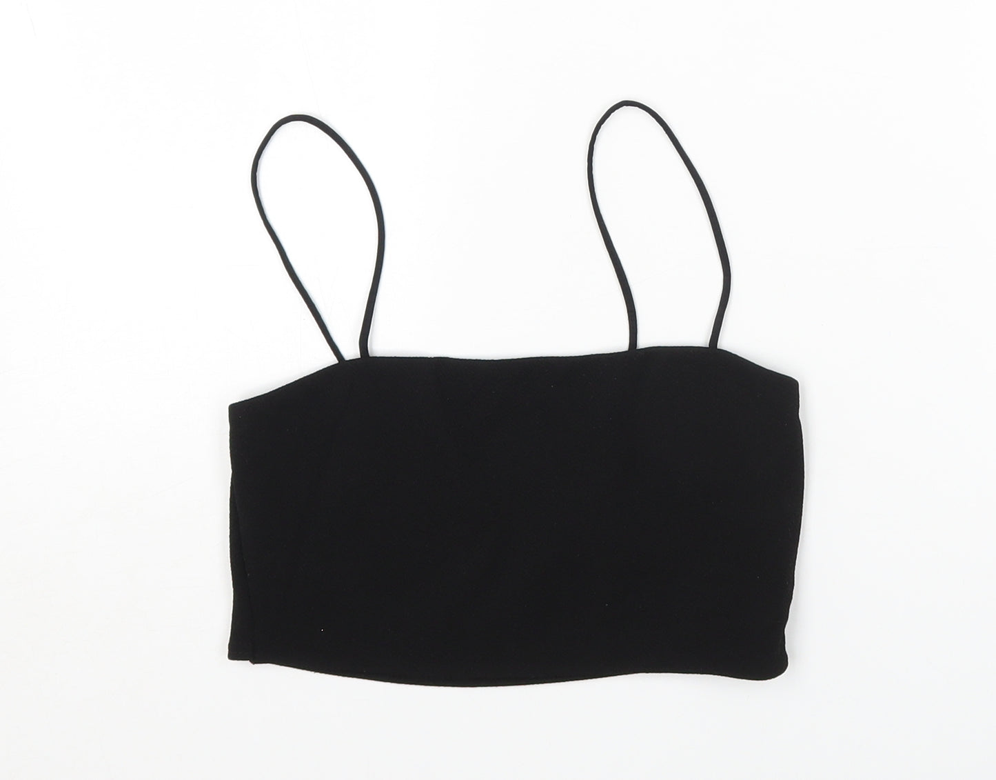 Boohoo Womens Black Polyester Cropped T-Shirt Size 8 Off the Shoulder