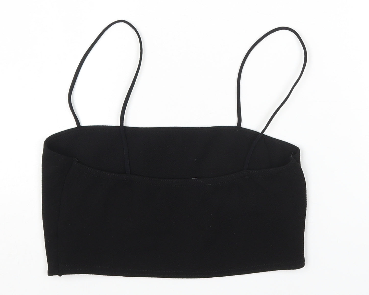 Boohoo Womens Black Polyester Cropped T-Shirt Size 8 Off the Shoulder