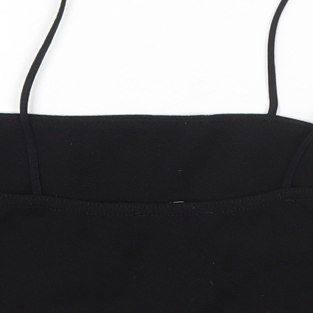 Boohoo Womens Black Polyester Cropped T-Shirt Size 8 Off the Shoulder