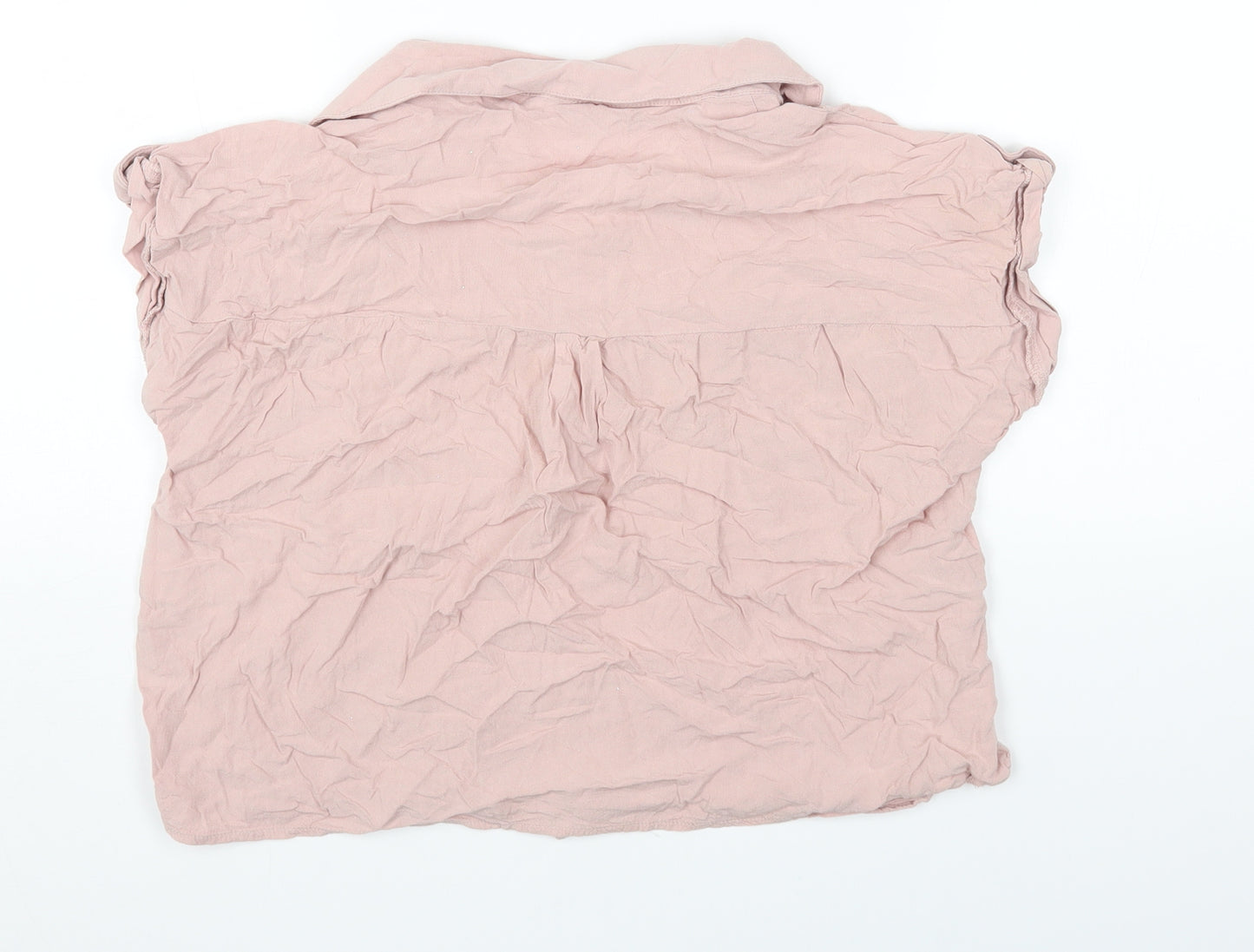 New Look Womens Pink Faux Fur Basic Button-Up Size 10 Collared