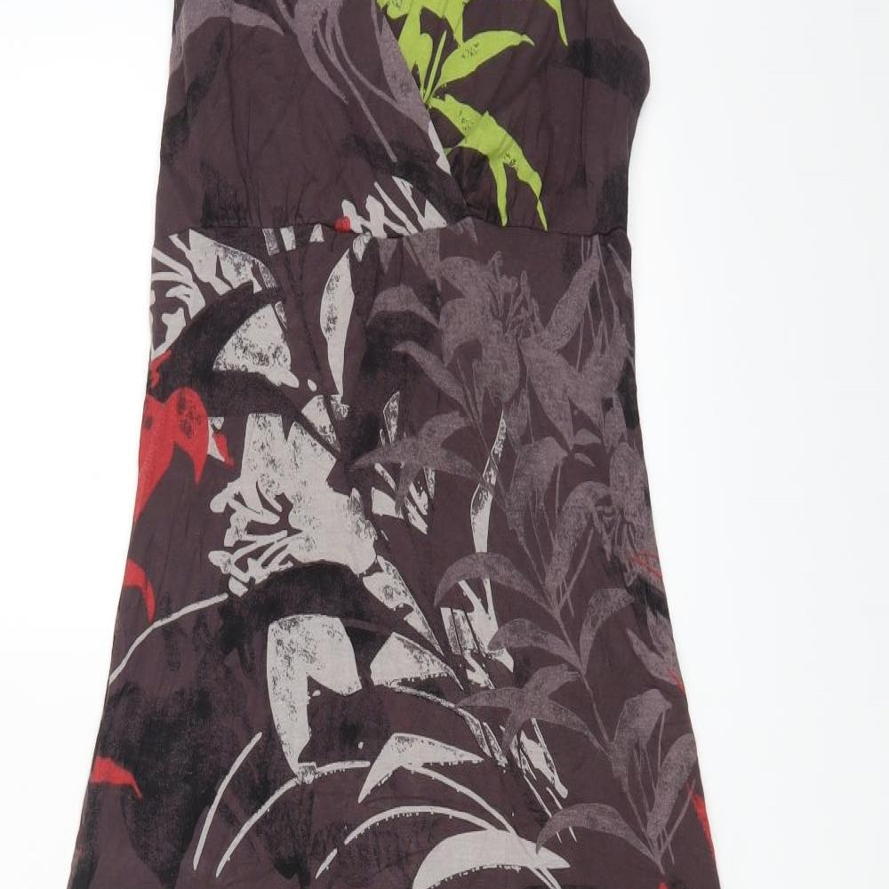 Capri Womens Multicoloured Geometric Viscose Maxi Size 12 V-Neck Button