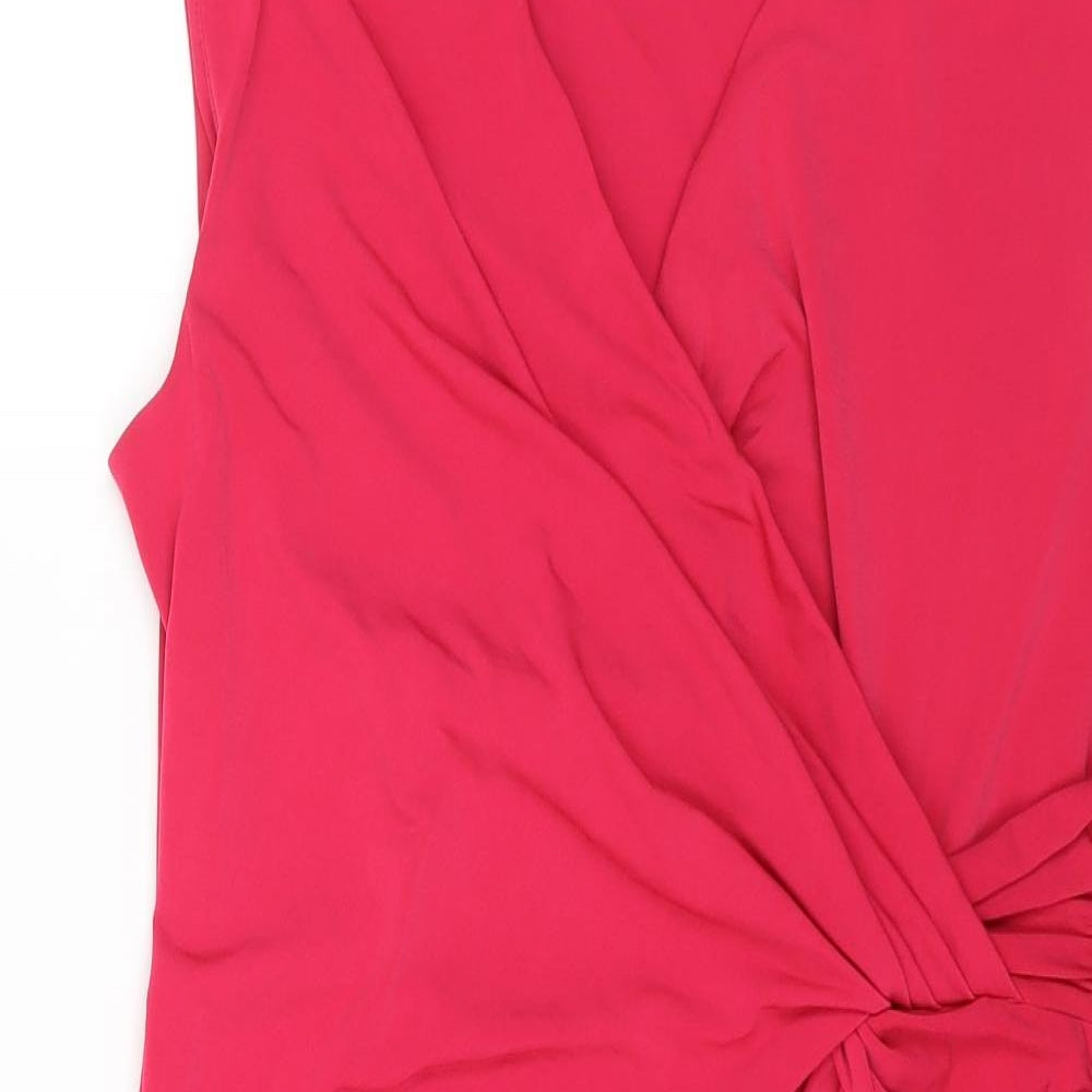 M&Co Womens Pink Polyester Pencil Dress Size 18 V-Neck Pullover