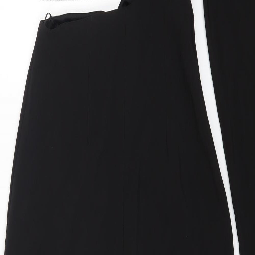 Zara Womens Black Polyester Bodycon Size XS One Shoulder Zip