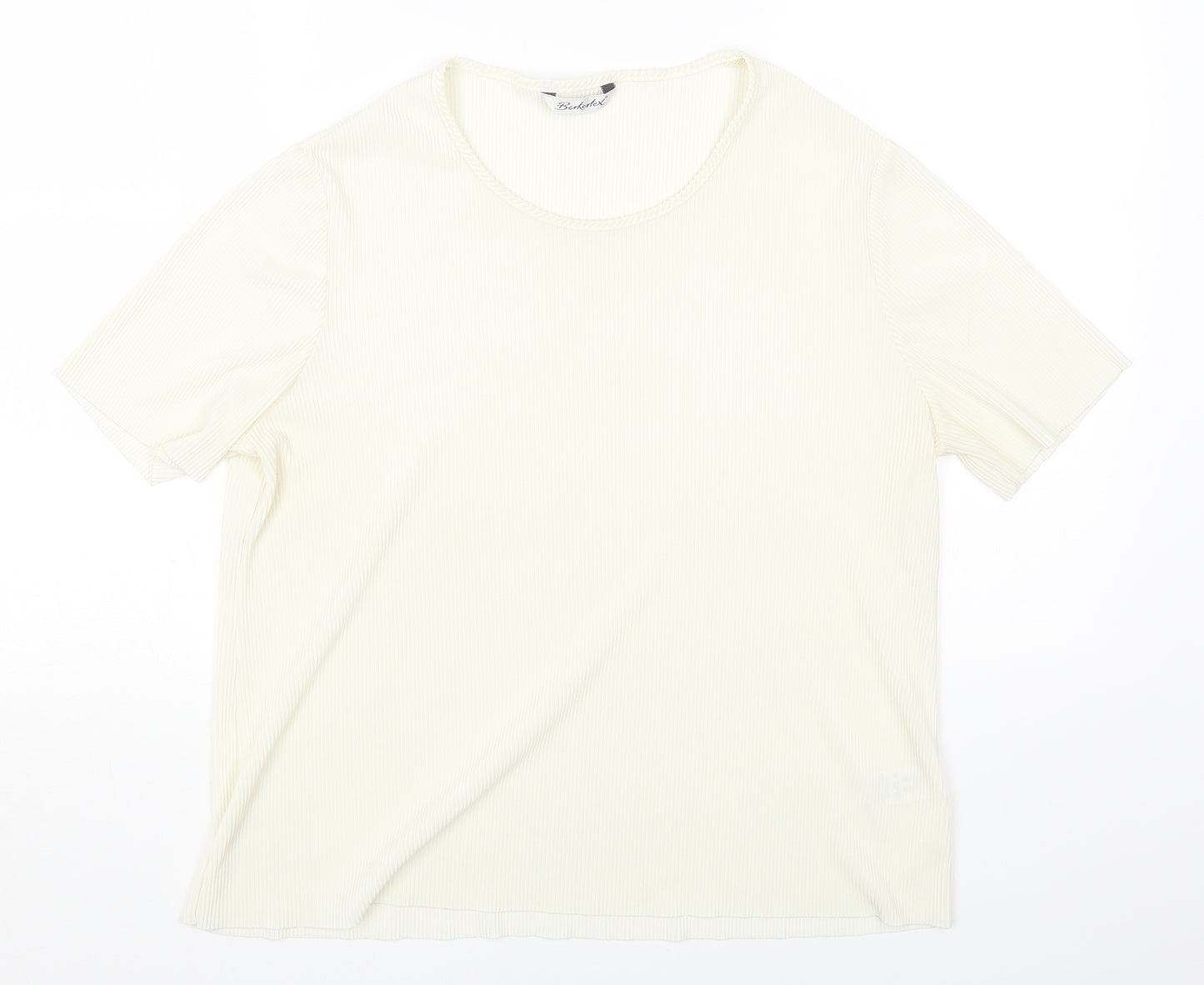 Berkertex Womens Ivory Polyester Basic T-Shirt Size 18 Round Neck