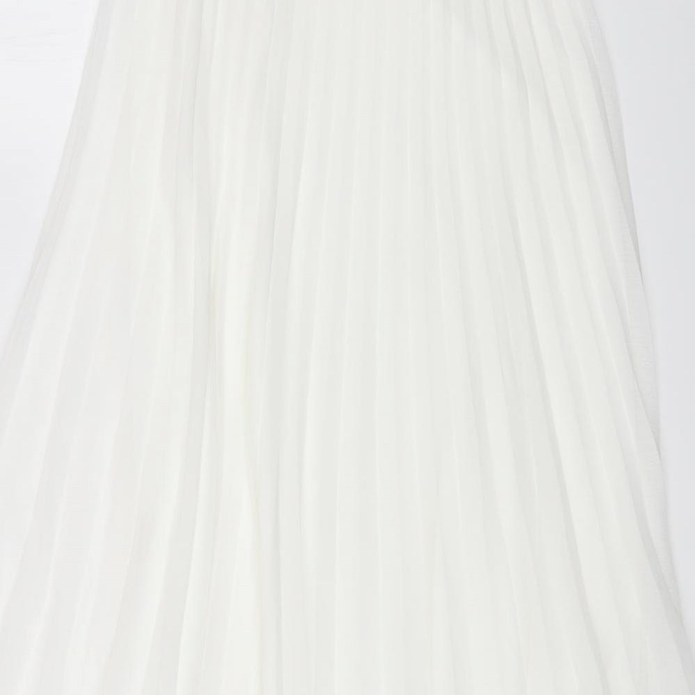 Zara Womens White Polyester Maxi Skirt Size XS Zip