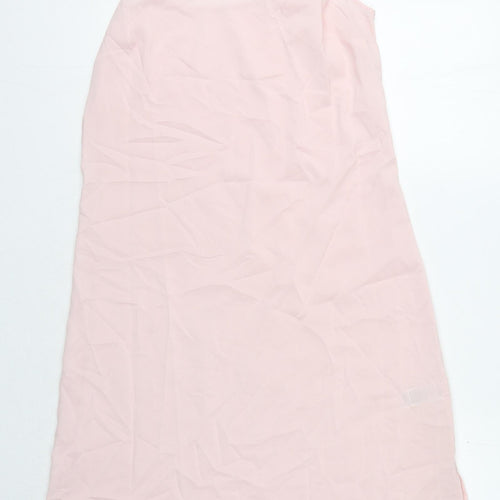 Marks and Spencer Womens Pink Polyester Slip Dress Size 10 V-Neck Pullover