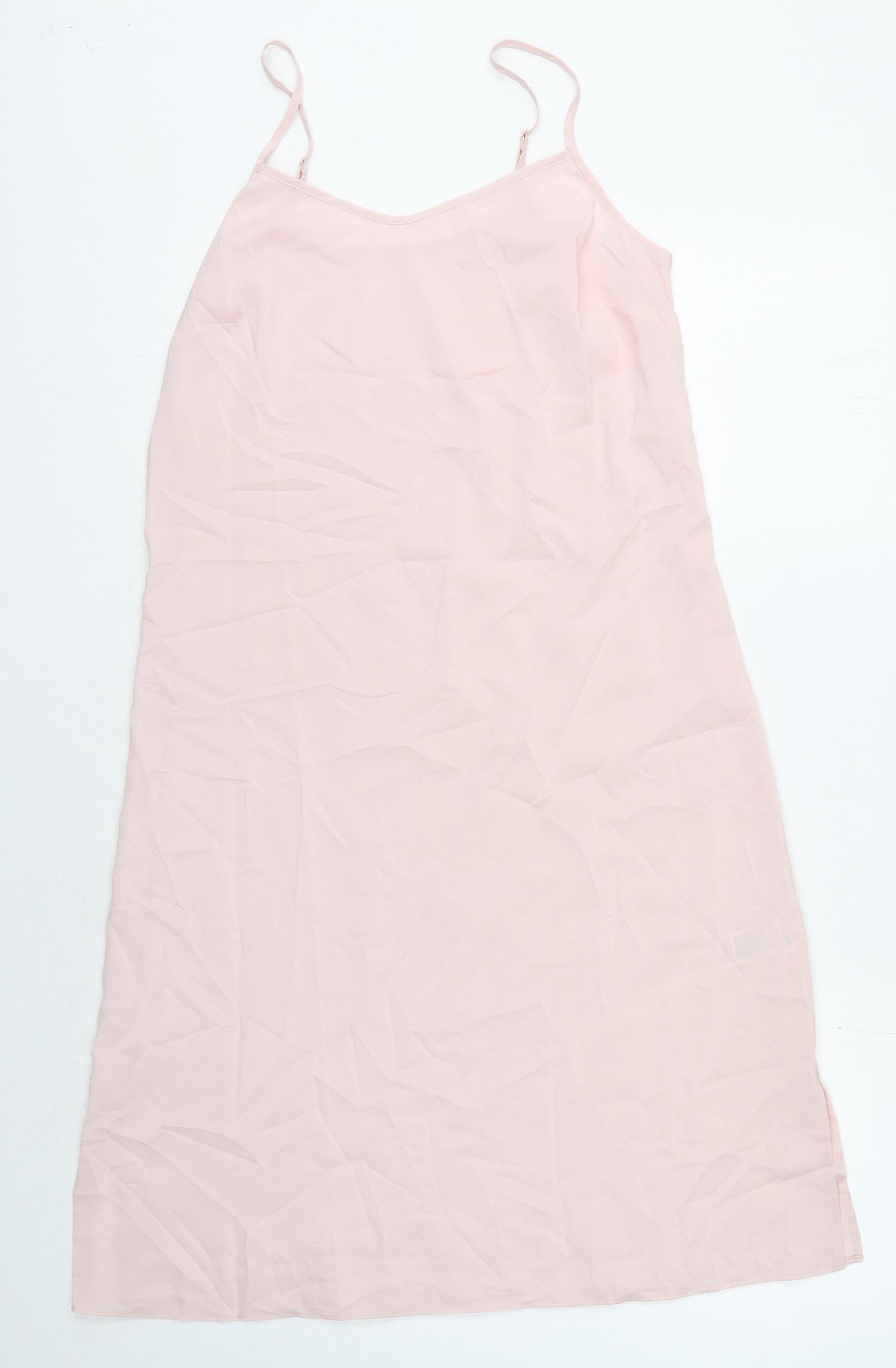 Marks and Spencer Womens Pink Polyester Slip Dress Size 10 V-Neck Pullover