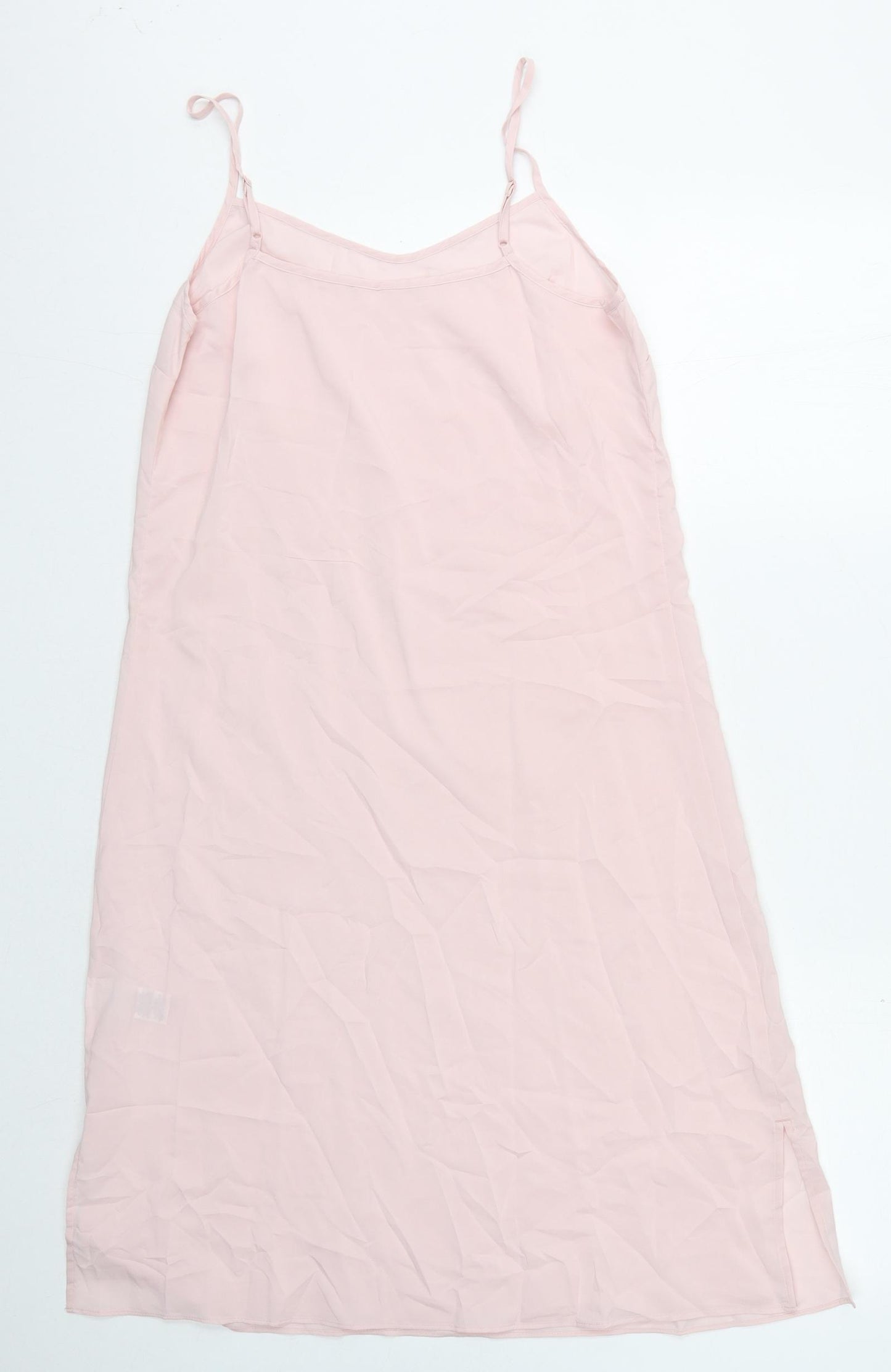 Marks and Spencer Womens Pink Polyester Slip Dress Size 10 V-Neck Pullover
