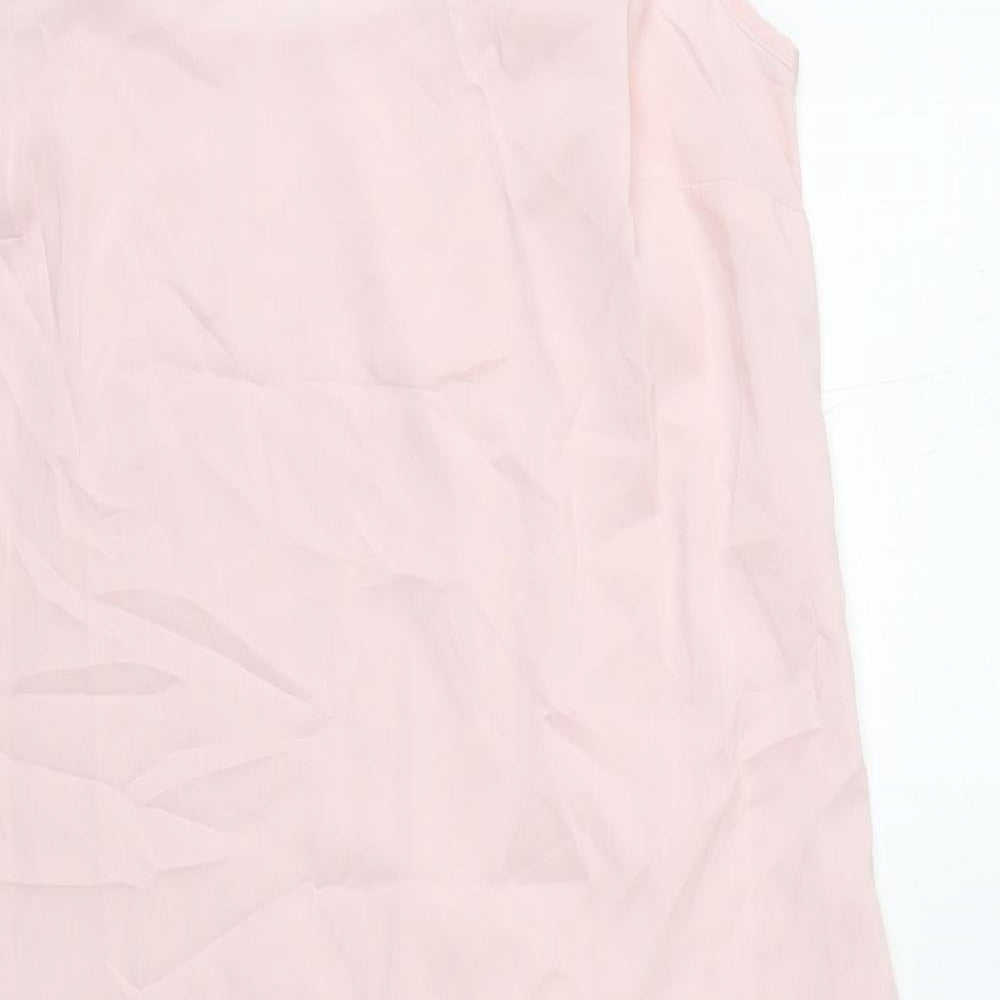 Marks and Spencer Womens Pink Polyester Slip Dress Size 10 V-Neck Pullover