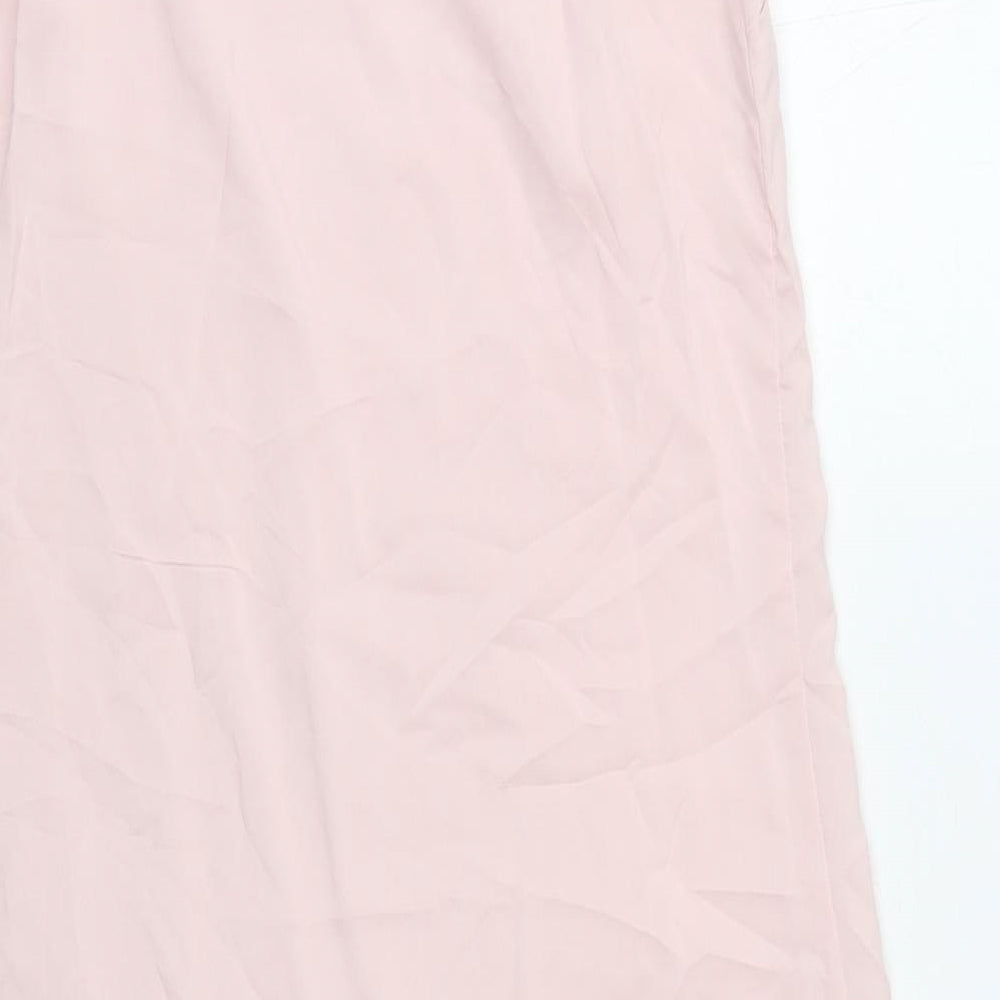 Marks and Spencer Womens Pink Polyester Slip Dress Size 10 V-Neck Pullover